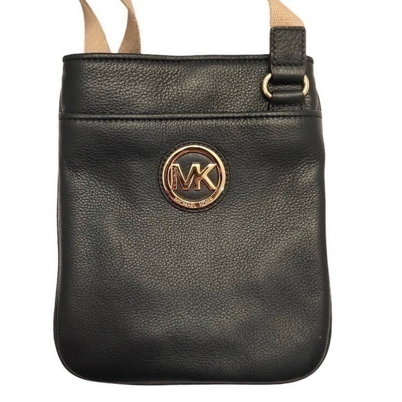Michael kors blue leather crossbody messenger bag